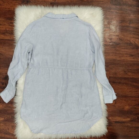 Sigrid Olsen Light Blue Lagenlook Oversized Linen Preppy Tunic Blouse S - Picture 12 of 13